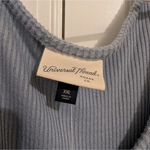 Universal Thread Ribbed Drop Waist Midi Dress XXL Light Blue Sleeveless NWT Boho - Picture 3 of 6